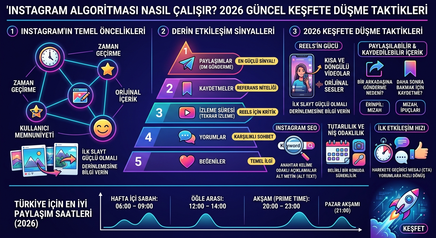 Instagram algoritması Nasıl Çalışır? 2026 Güncel Keşfete Düşme Taktikleri