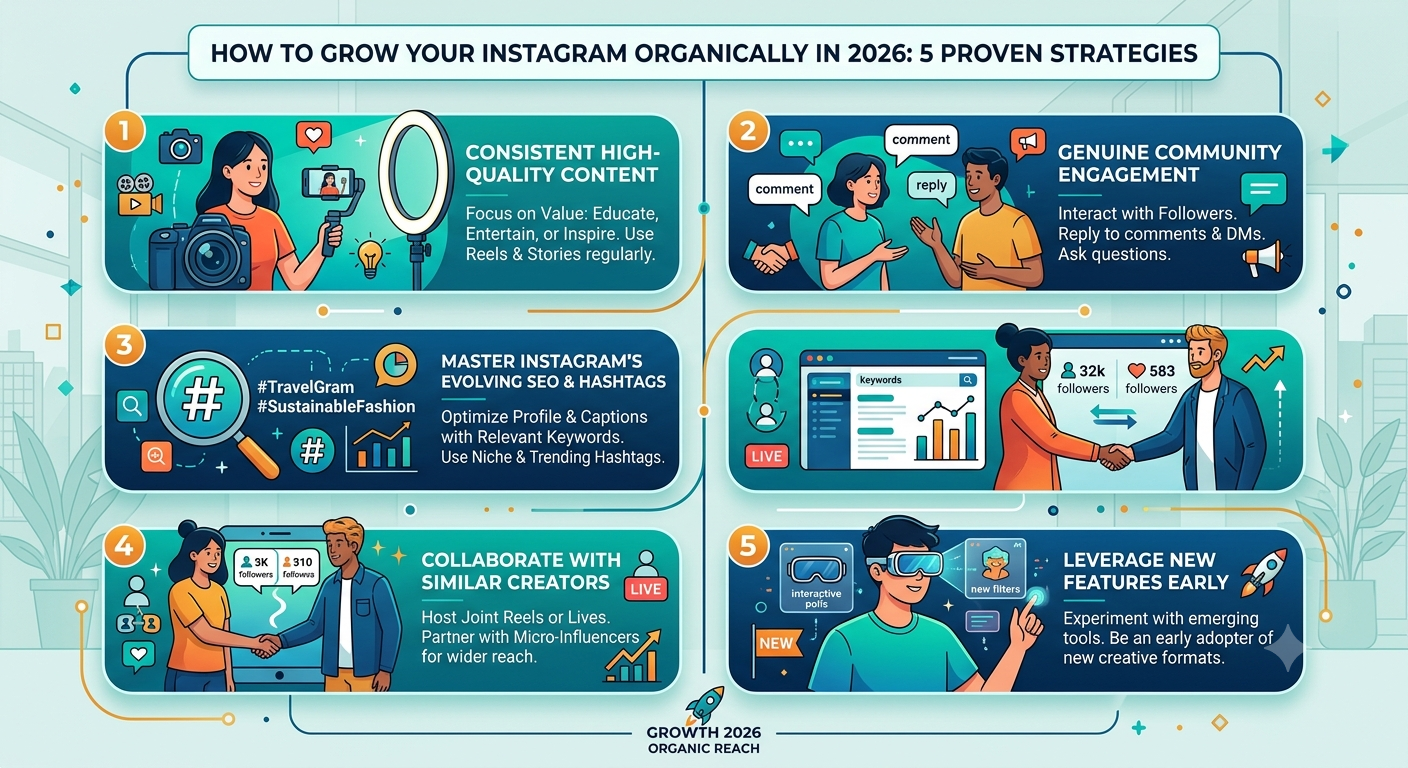 How to Grow Your Instagram Organically in 2026: 5 Proven Strategies